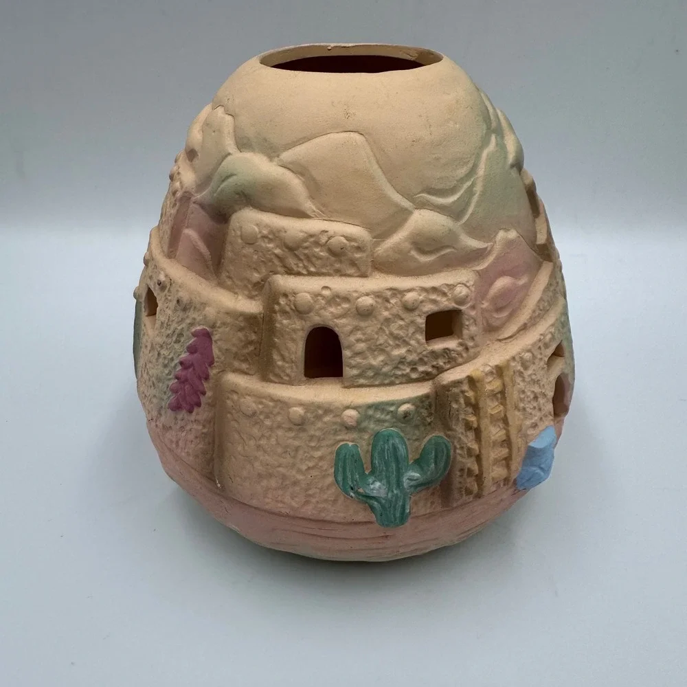 Pueblo Village Luminary Tan Southwestern Terracotta Decor Unbranded‎